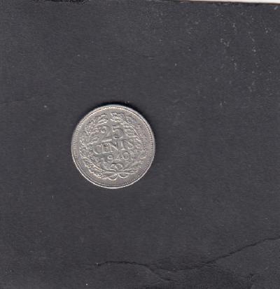 Beschrijving: 25 CENT WILHELMINA